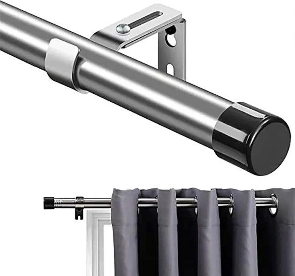 Tringles à rideaux réversibles en acier brossé, kit complet Premium 25mm