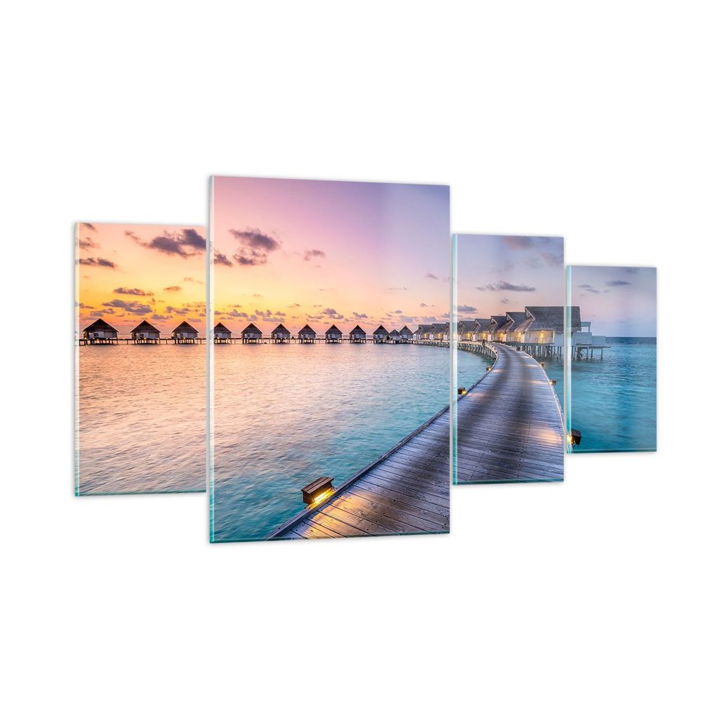 Bilder auf glas - Malediven Meer - 160x90cm - Glasbilder - Wandbilder - Kunstdruck - zum Aufhängen bereit - Wanddekoration aus Glas - Glas Bilder ...