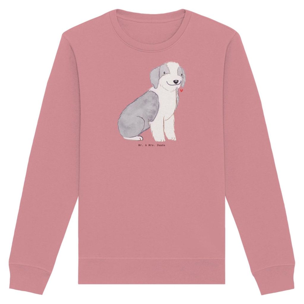 Mr. & Mrs. Panda Bio Baumwoll Pullover Bearded Collie Moment Größe XS - Canyon Pink - Geschenk, Sweatshirt, Sweater, Pulli, Britischer Hütehund