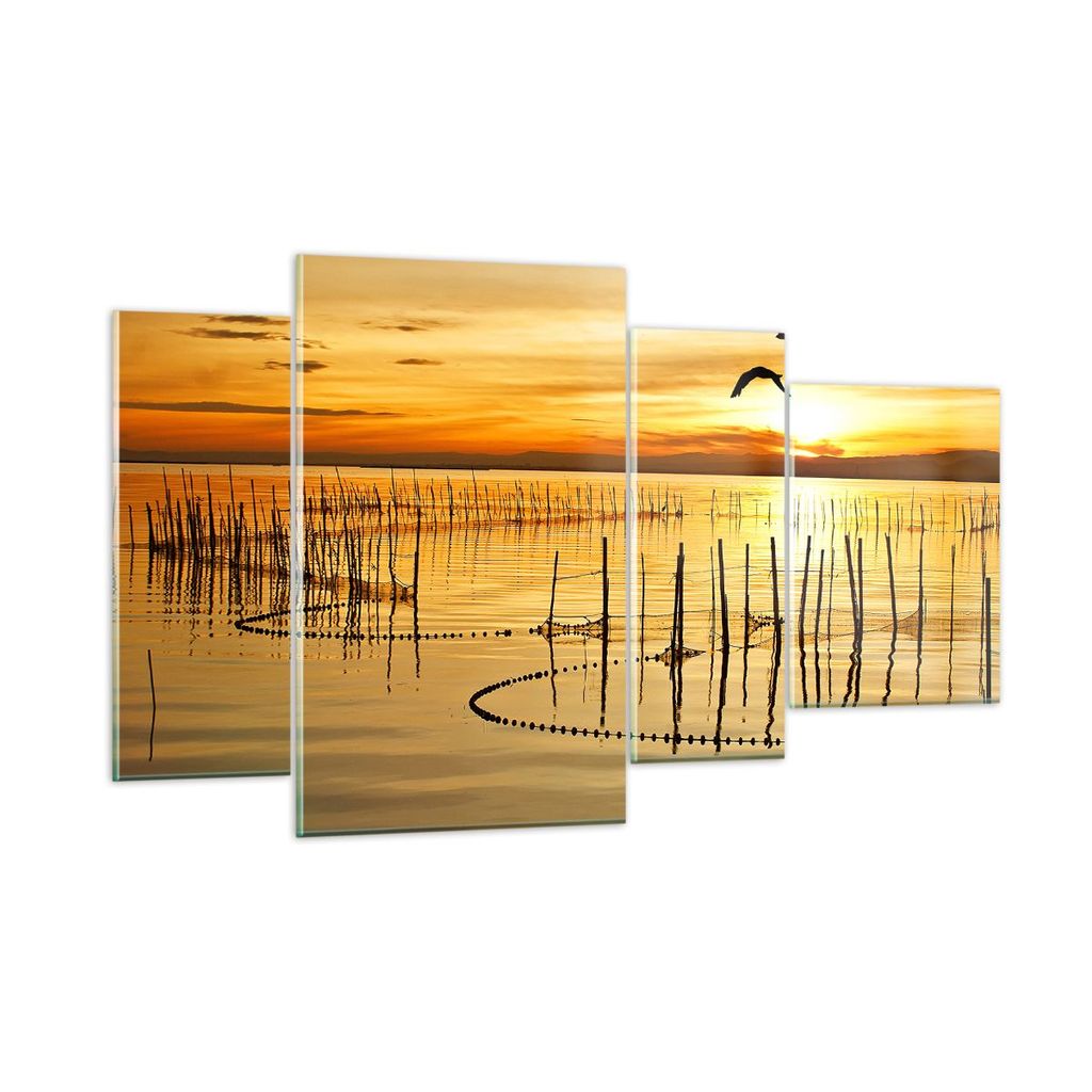 Bilder auf glas - See Vogel Wasser - 120x70cm - Glasbilder - Wandbilder - Kunstdruck - zum Aufhängen bereit - Wanddekoration aus Glas - Glas Bilde...