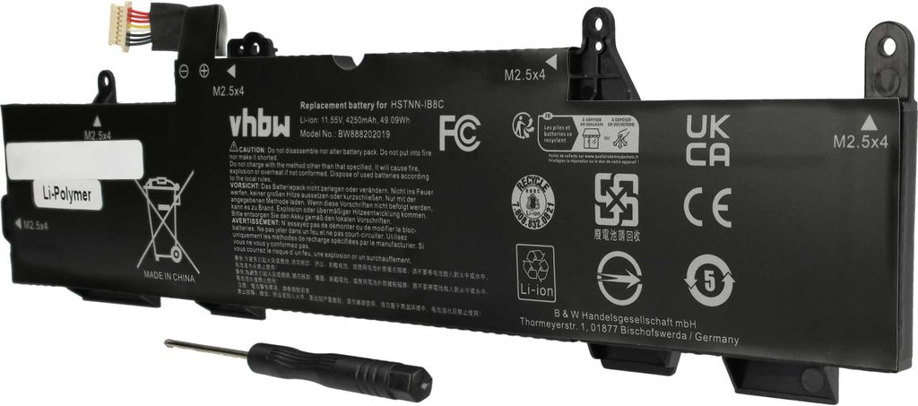 vhbw Akku Ersatz für HP 933321-855, HSTNN-DB8J, HSN-I13C-4, HSTNN-1B8C, HSN-I12C, HSN-112C, HSN-113C-4 für Notebook (4250 mAh, 11,55 V, Li-Ion)
