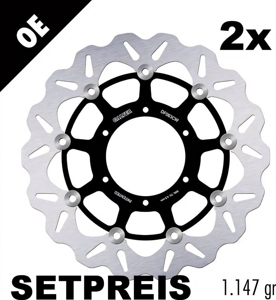 Bremsscheibe Set Galfer 2x DF063CW WAVE schwimmend vorne 296x5mm für Honda CB F Hornet VTX C CBR FS 600 - 1800 ccm Bj. 2001 - 2010