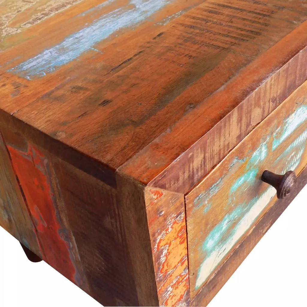 Table Basse de Salon Rectangulaire Bois de Récupération avec Rangement - 8