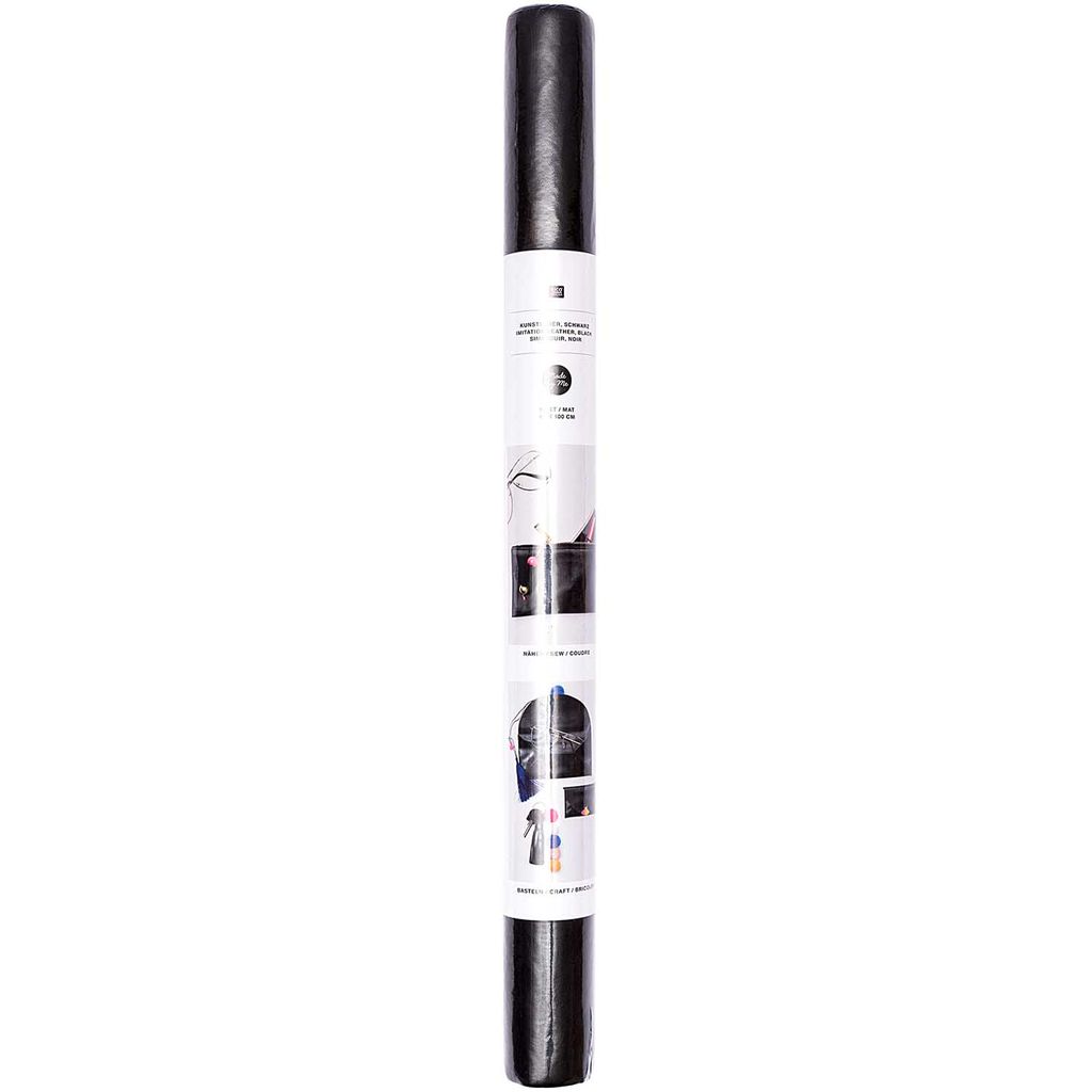 Rico Design Kunstleder Matt 45 cm x 100 cm Kunstleder Stoff Meterware Schwarz