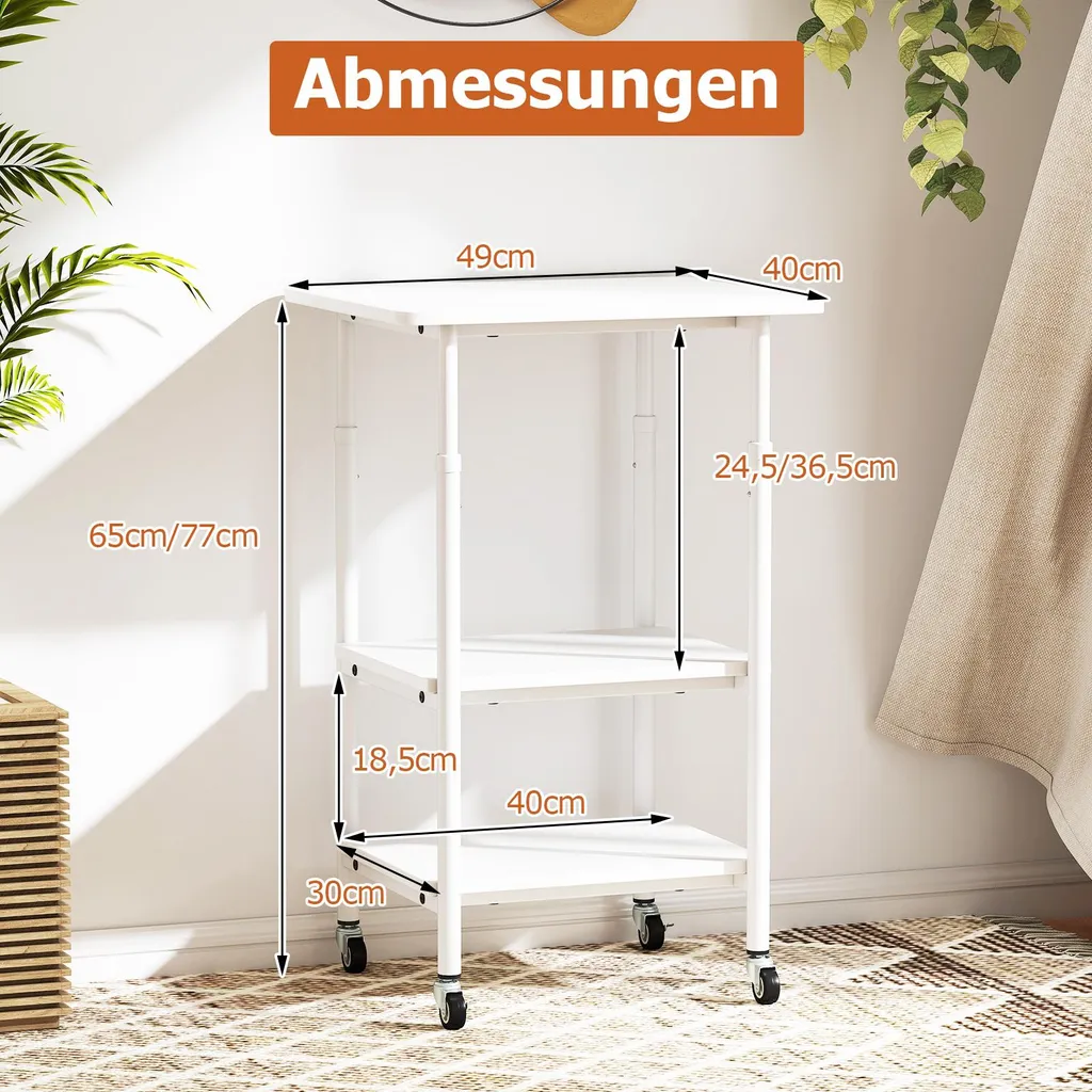 Support d'imprimante pour bureau et maison - Chariot mobile 3 étagères - 3