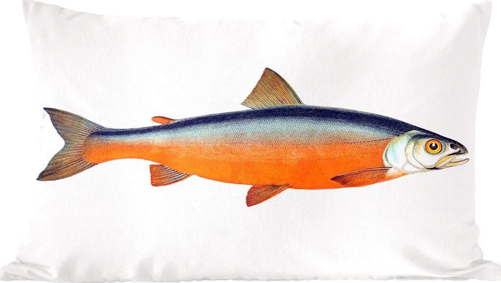 MuchoWow Zierkissen Sofakissen Wohnzimmer Dekokissen 50x30 cm Lachs - Fisch - Orange - Wohnzimmerdekoration - Polster mit Photo
