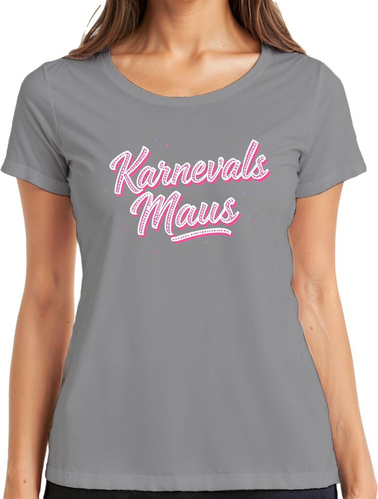 Karnevals Maus Karneval Fasching Konfetti Rosa Niedlich Kostüm Damen T-Shirt, Grau, S