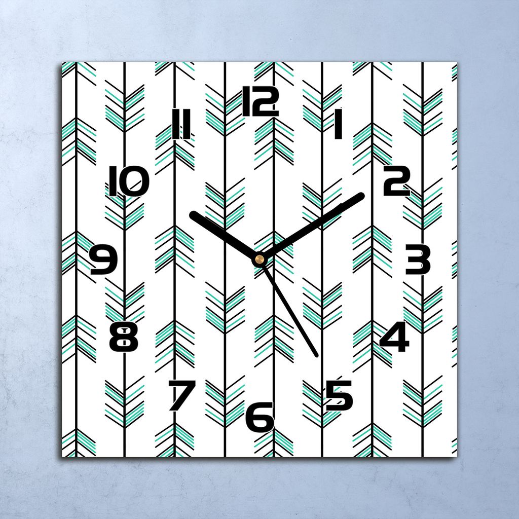 Wanduhr Echt-Glas-Küchenuhr Hipster Pfeile Quarz Lautlos Produktbild 