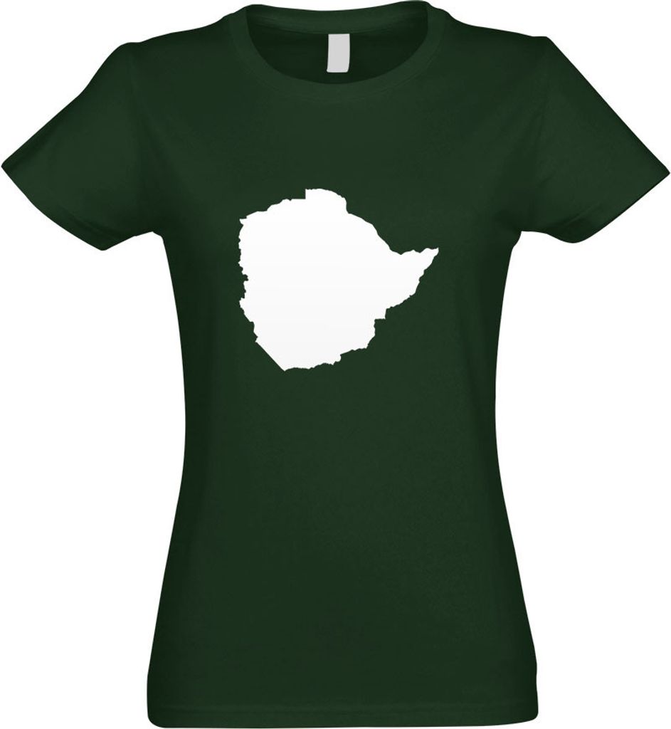 Kiwistar - T-Shirt tailliert - Damen - flaschengrün - Simbabwe Umriss Kontur - mit Motiv Bedruckt - Funshirt Design - Sport - Freizeit - Damen - S