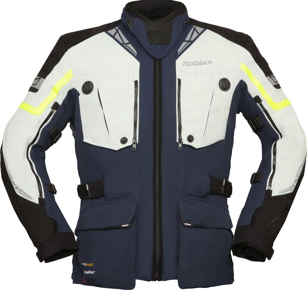 Modeka Panamericana 2 Motorrad Textiljacke, hellgrau/blau, 2XL