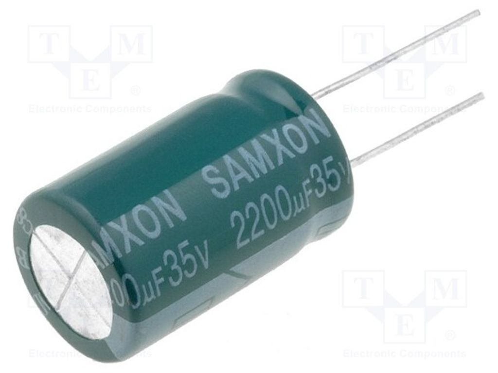 1x Kondensator: elektrolytisch geringe Impedanz 2200uF THT 35VDC GF 2200U/35V Ele