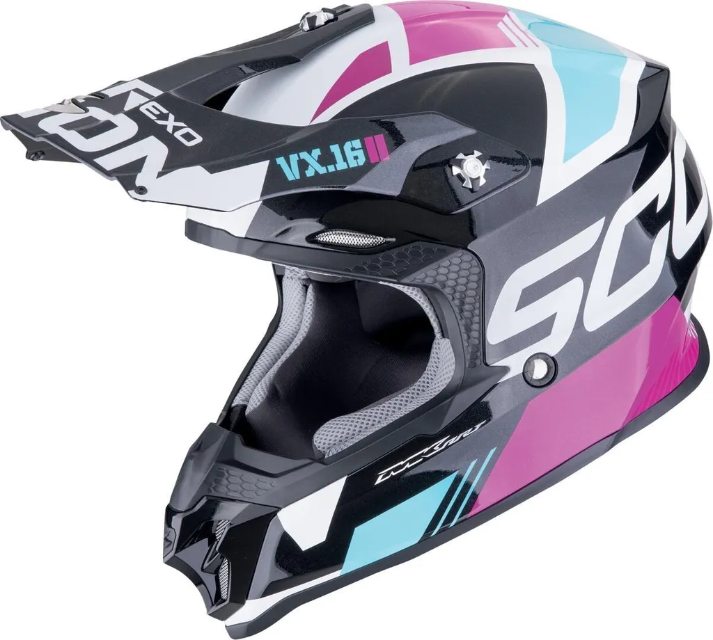 Casque Motocross Scorpion VX-16 Evo Air Analog Noir Rose - Taille M