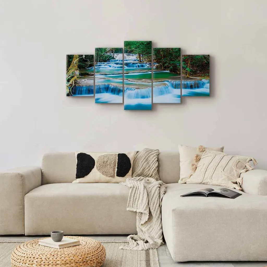 Offerta Quadro Gigante 225x112,5 Cascata Blu TNT - Arredo Thailandia - 4