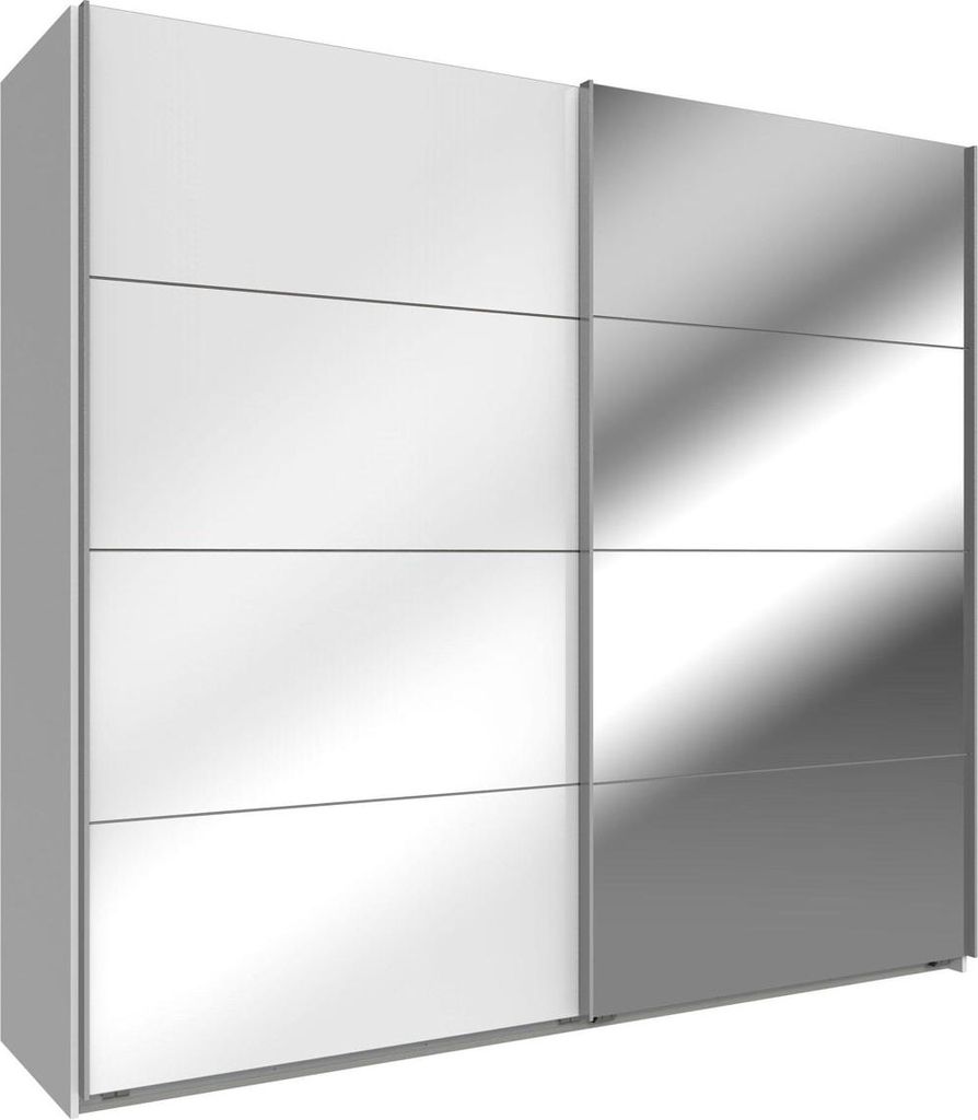 Kleiderschrank Easy Plus 225x65x210cm Schwebetürenschrank weiß / weißglas Spiegel