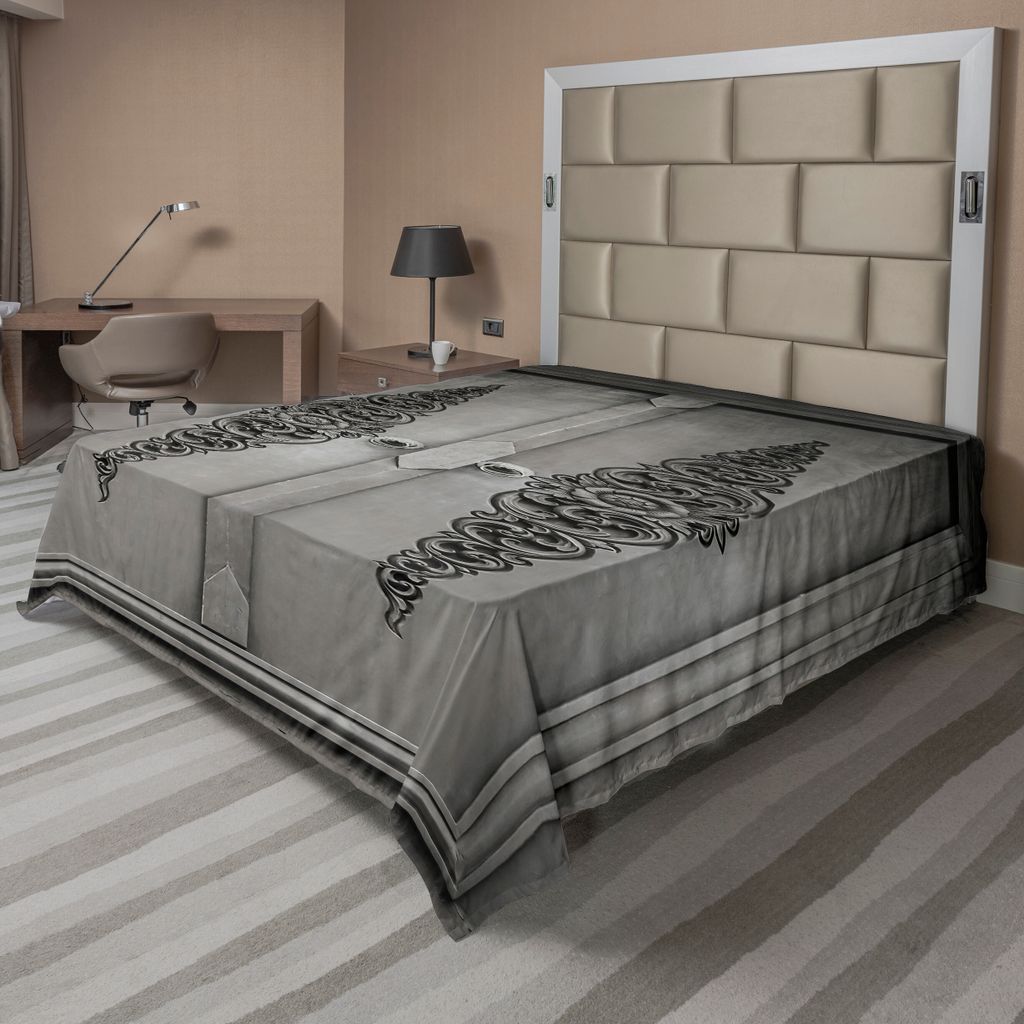 ABAKUHAUS Antiquität Bettlaken, Antike Tür mit vertikalen ornamentalen Blumenmuster Reisen Schatz Monochrom, weiches bequemes oberes Bettlaken f...