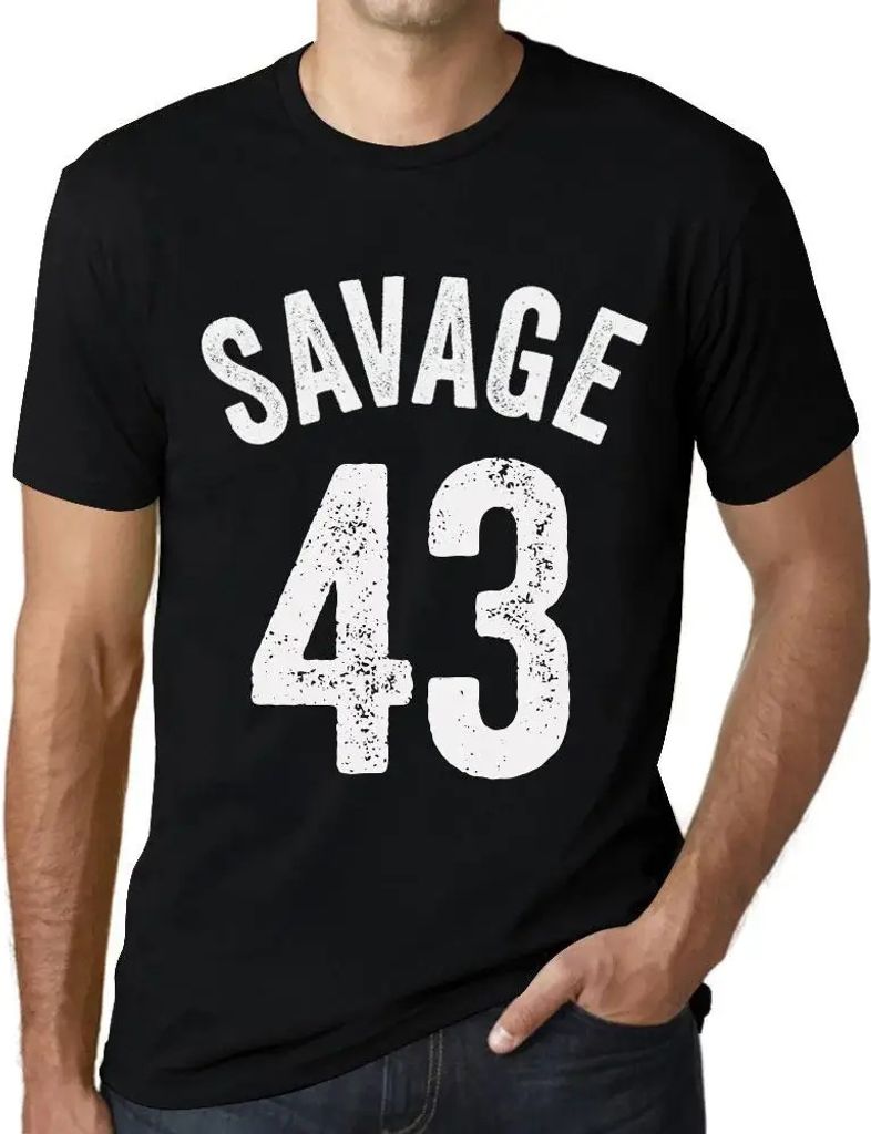 Herren Grafik T-Shirt Savage 43 Geschenk 43. Geburtstag Jahrestag 43 Jahre Jubiläum 43 Jährige Mann Jahrgang 1981 Kurzarm Lustige Druck