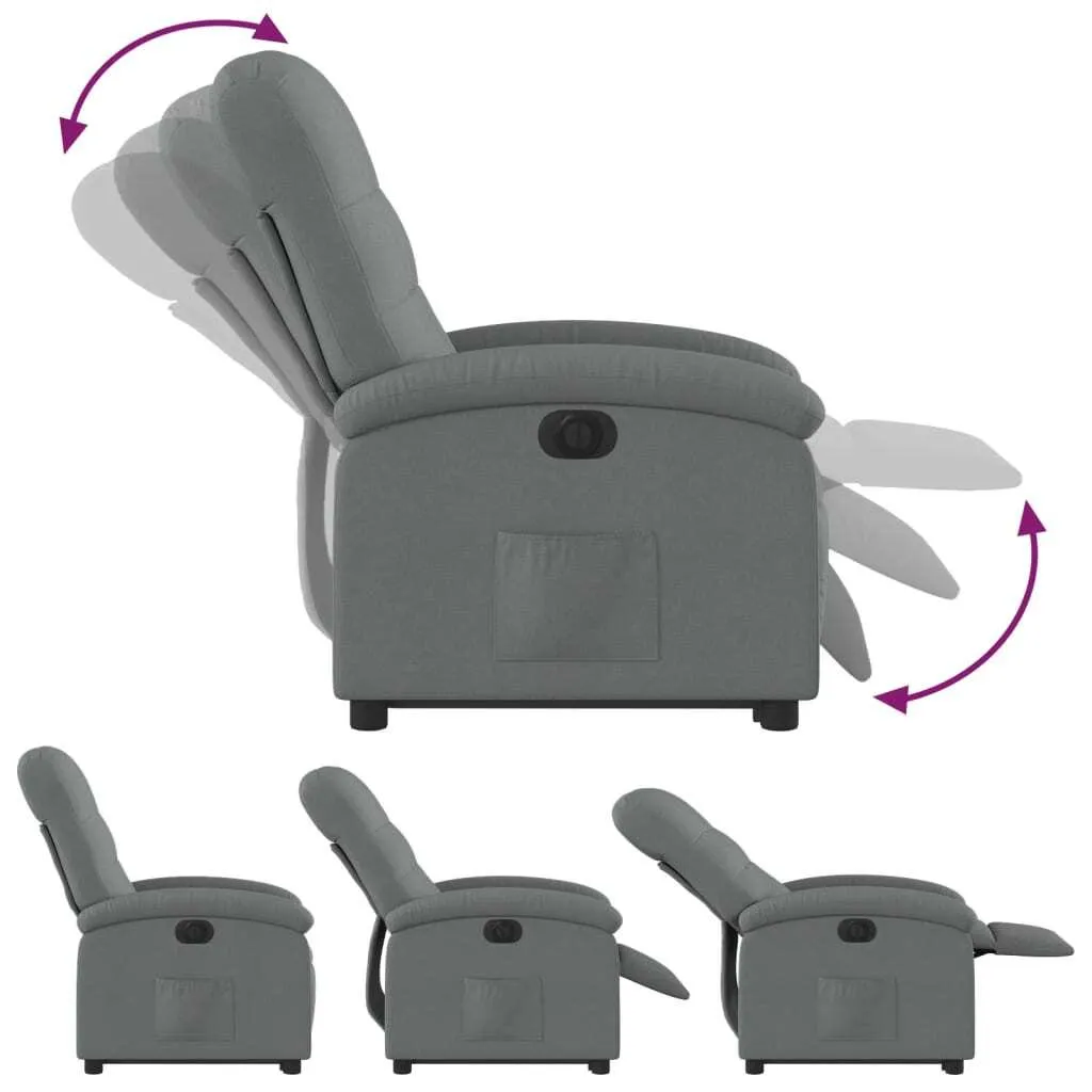 Fauteuil relax électrique inclinable en tissu gris avec moteur puissant