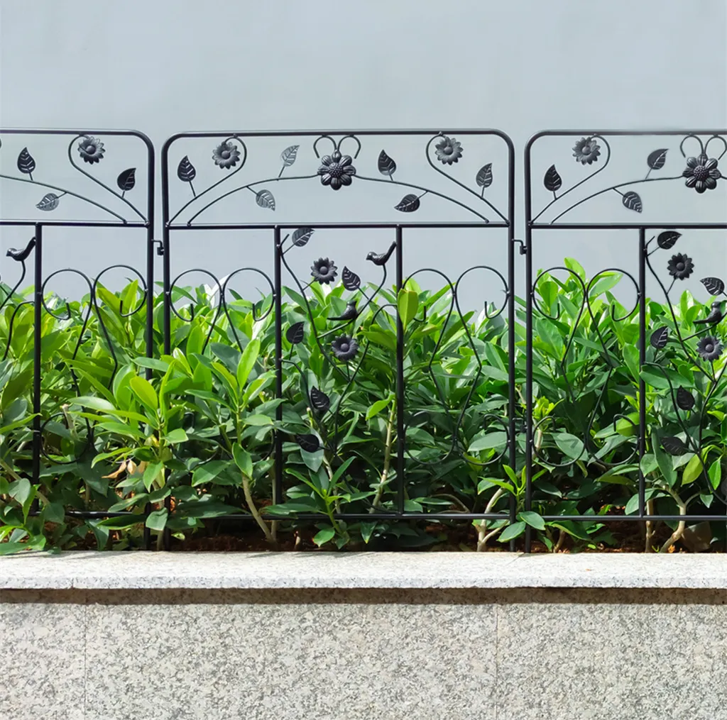 WISFOR Set de 5 Clôtures de Parterre en Métal Noir pour Bordure DIY