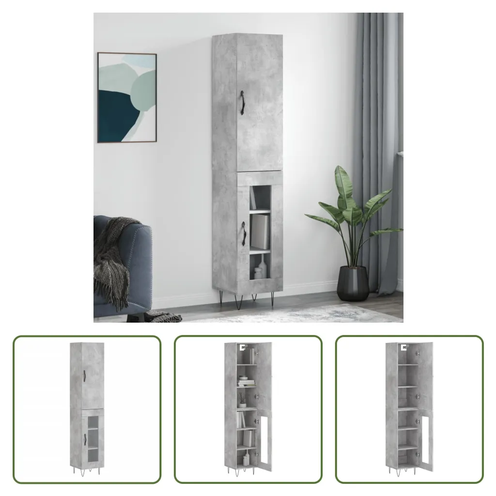 Vetrina Alta Grigio Cemento 180cm | Mobile Dispensa The Living Store