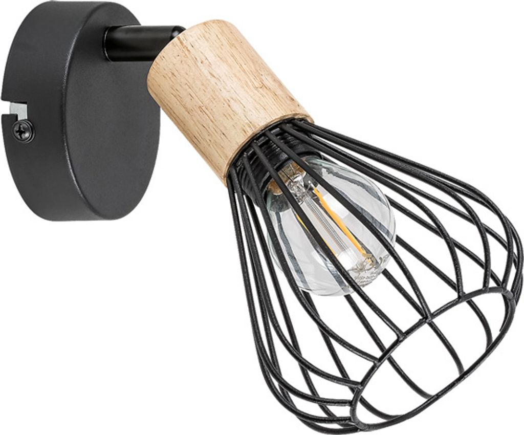 Wandleuchte FARFALLE Metall Holz schwarz E14 1x MAX 25W L:16cm H:18cm Ø10cm dimmbar