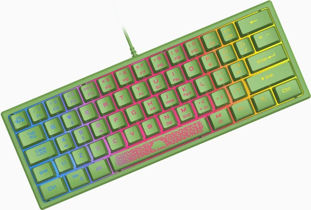 Mini 60% Gaming-Tastatur, Membran mit Halbmechanisch Tasten, RGB-Chroma-Backlit Kompakt 62 Tasten QWERTY Layout für PC Laptop Mac Computer