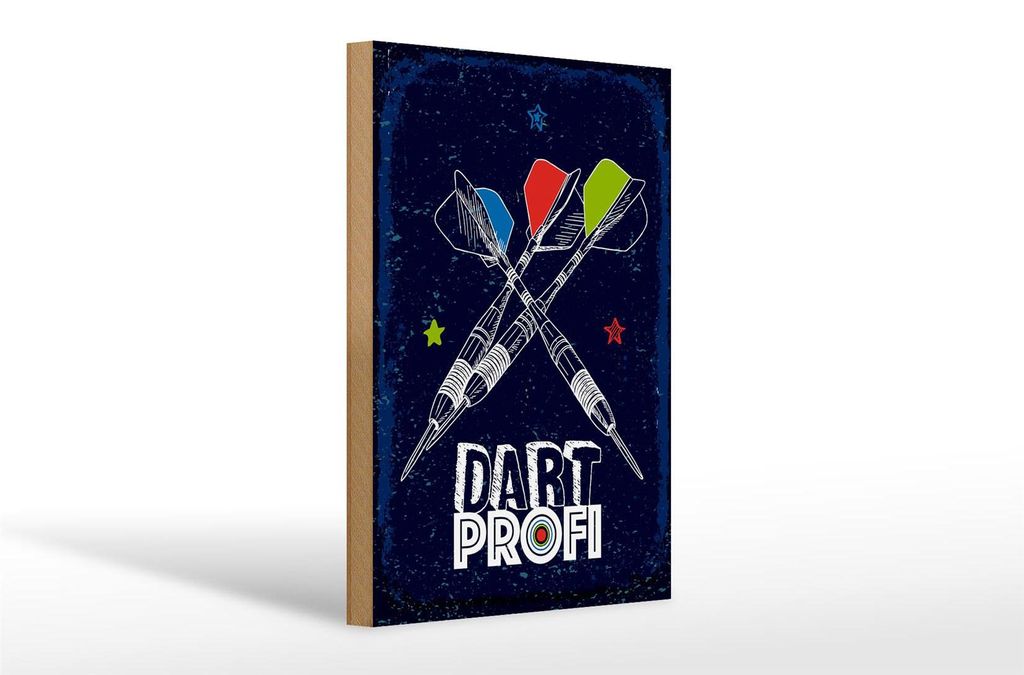 Holzschild Dart Profi Dartpfeile, 30x20 cm, Holzschilder Spruch Sport Hobby