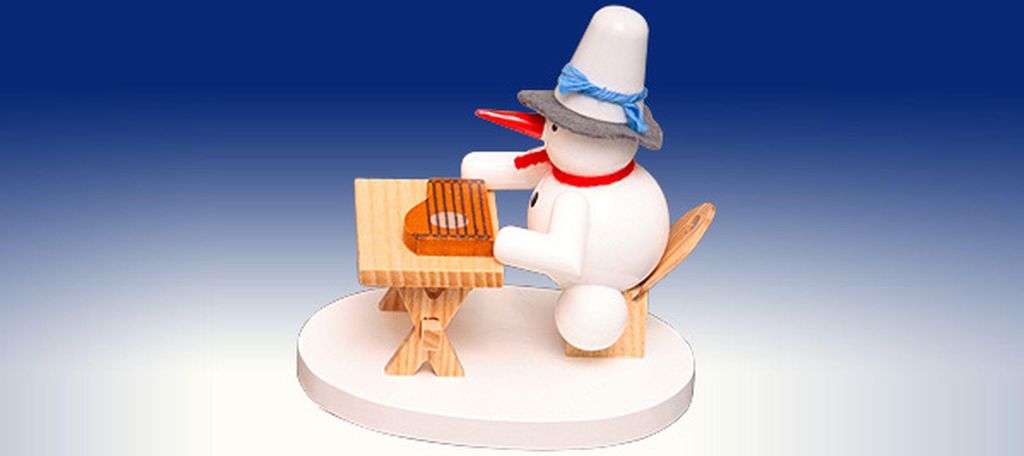 Schneemann Zitherspieler (8cm) von Zenker Volkskunst