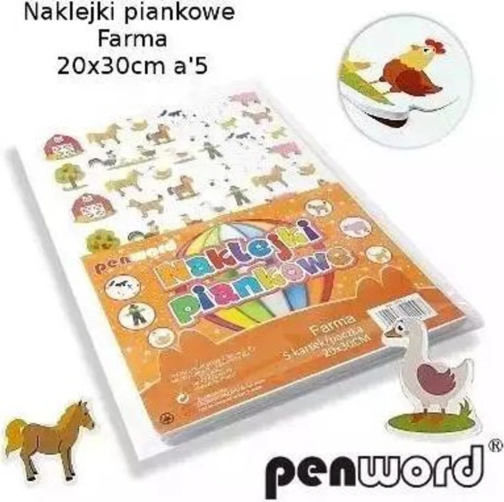 Adesivi in Schiuma Fattoria 20x30cm 5pz | Kit Creativo 3D per Bambini