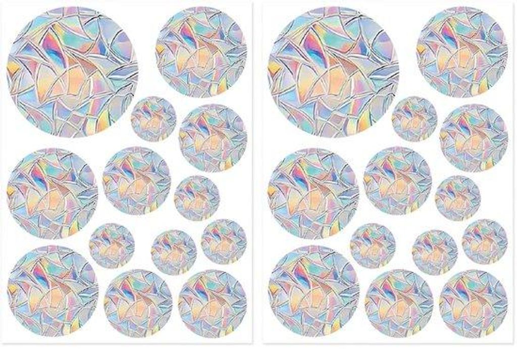 Cirkulair Regenbogen-Folie, 26 Stück selbstklebende Anti-Reflex-Sticker mit Lichtreflexion für Fenster, Glastüren, Sonnenschutz, Kristallfolie u...
