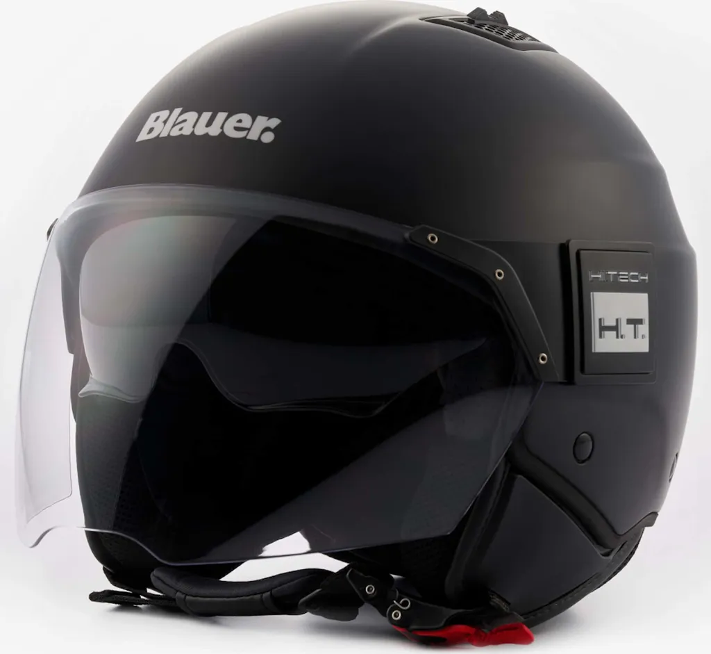 Casque moto jet bleu mat BET Monochrome taille M pour trajet urbain