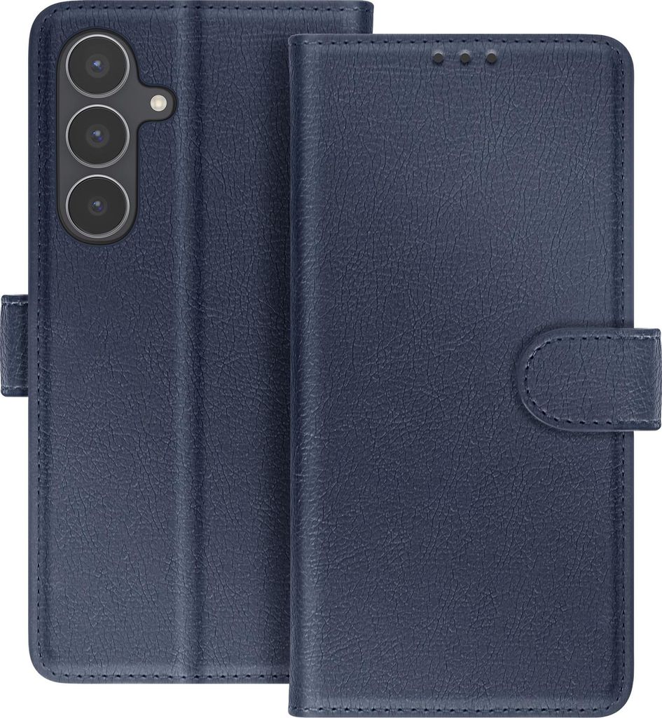 Avizar, Portemonnaie-Etui Galaxy S25 FE Chesterfield Serie mit Stand, Dunkelblau