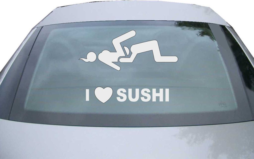 Indigos UG - Aufkleber Heckscheibe & Motorklappe DE2699 - silber - 600x434 mm - I love Sushi - sexy XXX Sprüch - Auto Scheiben Fenster Heckklappe ...