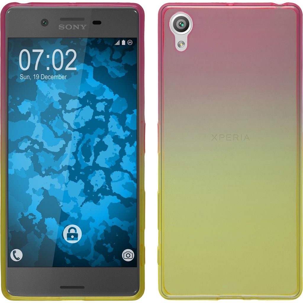 PhoneNatic Case kompatibel mit Sony Xperia X - Design:01 Silikon Hülle Ombrè + 2 Schutzfolien