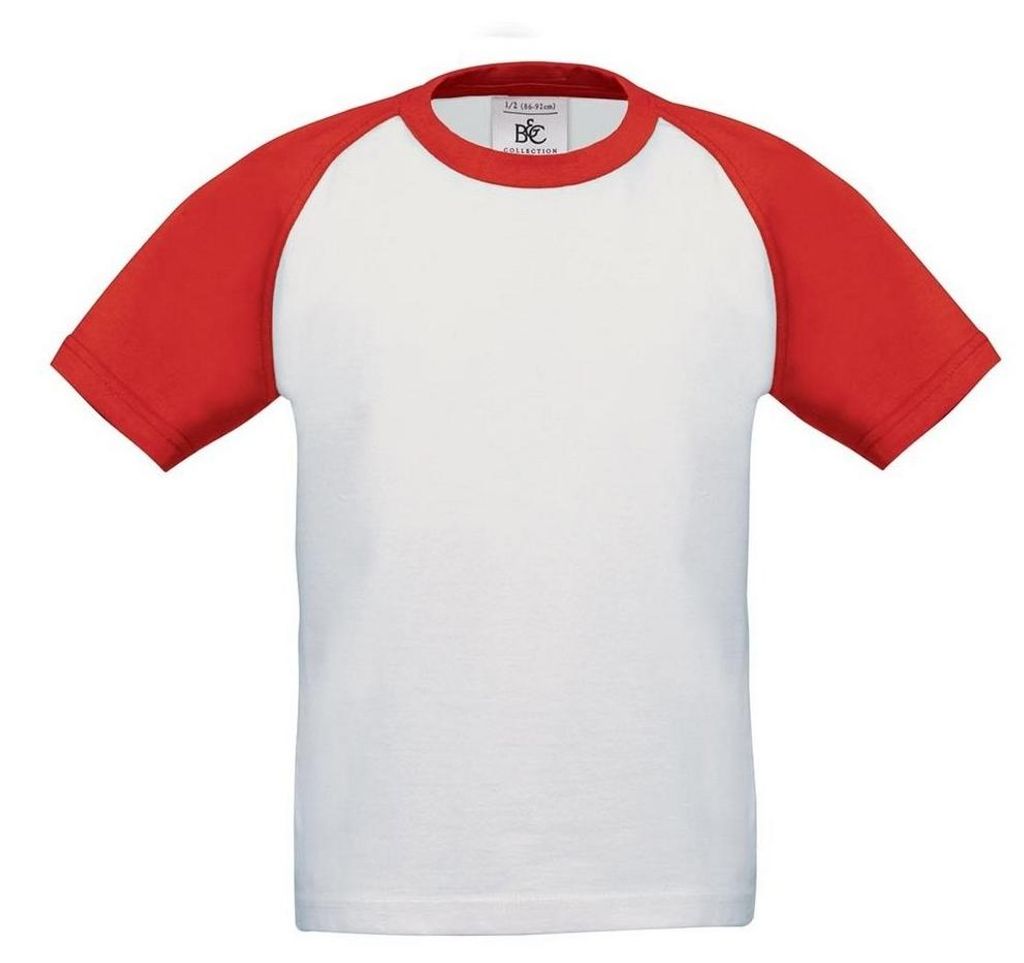 B&C - T-Shirt für Kinder - Baseball LT1351 (116) (Weiß/Rot)