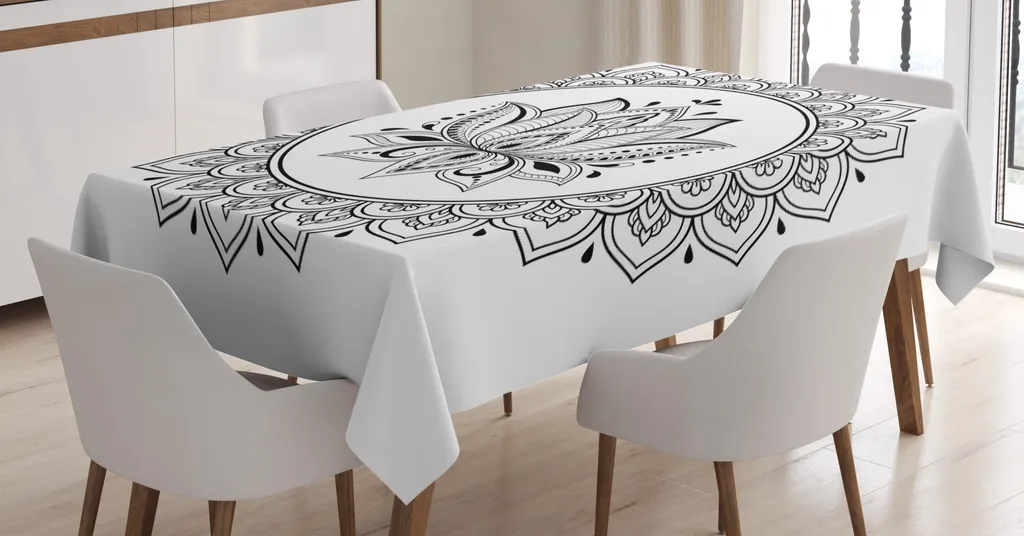 Tovaglia Mandala ABAKUHAUS 140x240 - Grigio Antracite Effetto Loto