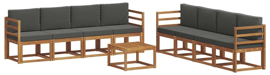 vidaXL Outdoor-Sofagarnitur mit Kissen 9 pcs Natur und Anthrazit