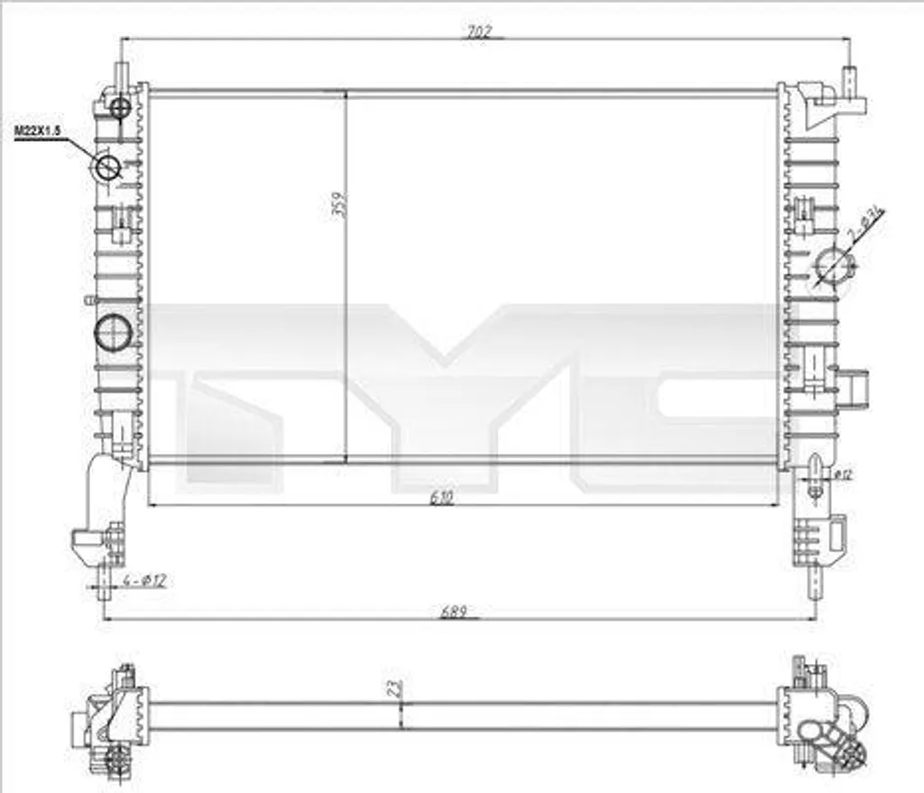 Radiateur de Refroidissement Moteur pour Meriva A - Remplacement OE 1300252