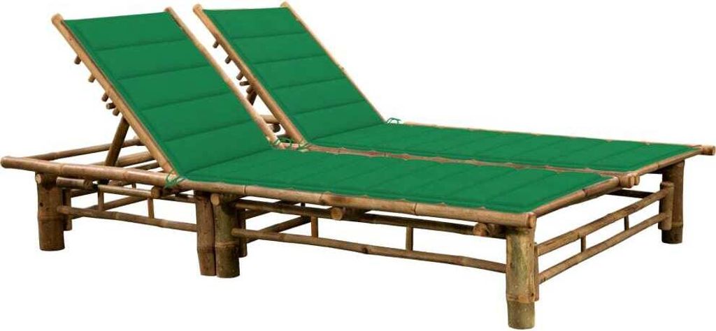 SYFAX 2-Personen-Sonnenliege mit Auflagen Bambus