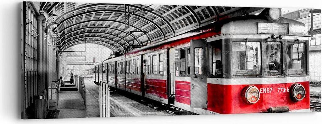 Bild auf Leinwand - Leinwandbild - Bahn Bahnhof Zug Transport - 90x30cm - Wand Bild - Wanddeko - Leinwanddruck - Bilder - Kunstdruck - Wanddekorati...