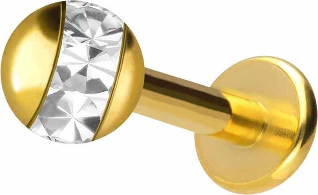 Ohrpiercing, Nasenpiercing Chirurgenstahl Labret EPOXY-RING-KUGEL Gold Stablänge: 7mm + Stabstärke: 1,6mm + Kugelgröße: 4mm