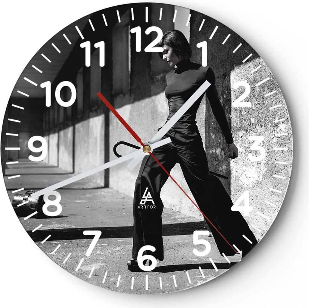 Wanduhr - Rund - Glasuhr - Fotografie Mode Frau - 40x40cm - Schleichendes Uhrwerk - Lautlos - zum Aufhängen bereit - Dekoration Modern - Wanddekor...