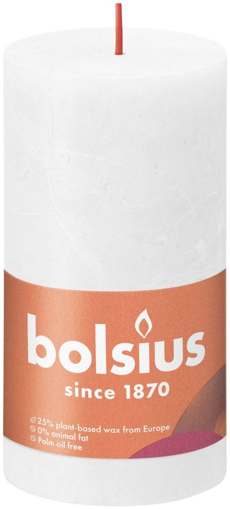 Bolsius Rustik Stumpenkerze Wolkiges Weiß 130/68mm