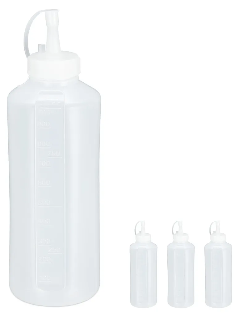 Relaxdays 24x Flacone Squeeze 1000ml - Set Dosatori Professionali Cucina