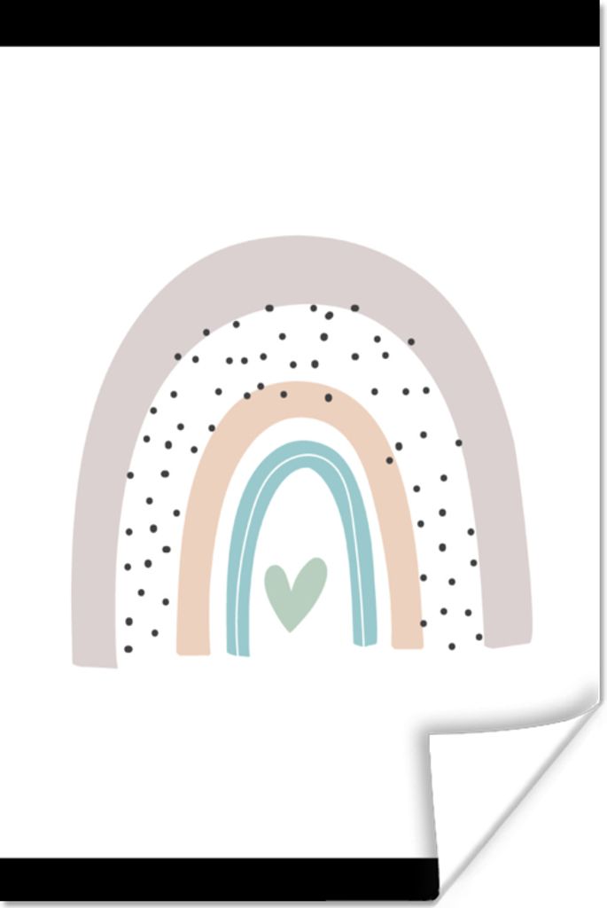 MuchoWow Poster Regenbogen - Herz - Pünktchen - Kinder - Kinder 120x160 cm - Wandbilder