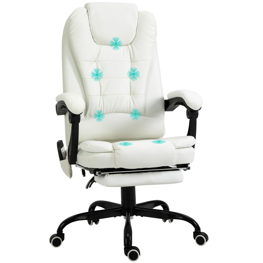 Vinsetto Massage-Bürostuhl, ergonomischer Stuhl mit Fußstütze, höhenverstellbar, neigbare Rückenlehne, 5 Massagemodi, Fernbedienung, 67 x 79 x...