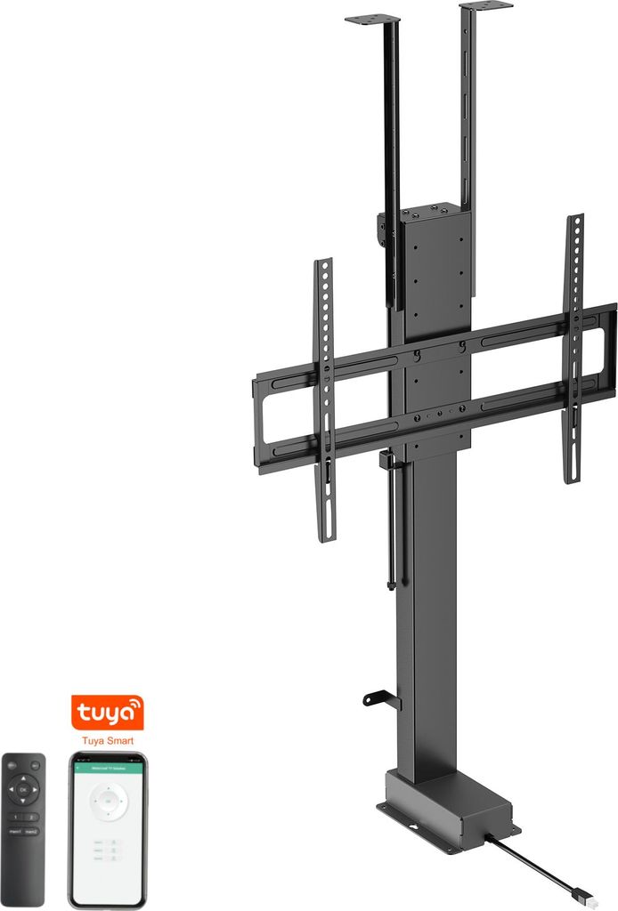 EasyLife - TV Lift / TV Bodenständer motorisierter mit Smart Home Funktion - elektrisch ausfahrbar & absenkbar, 37 bis 65 Zoll, VESA bis 600x400 (...