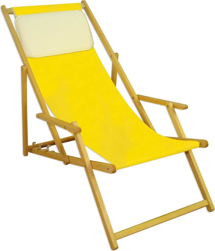 Liegestuhl Deckchair gelb klappbare Sonnenliege Gartenliege Strandstuhl Gartenmöbel 10-302 N KH