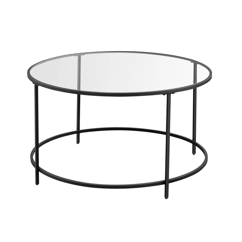 Tavolino Rotondo VASAGLE Oro e Vetro Ø 84 cm | Arredo Chic Salotto