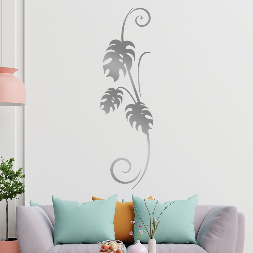 Pflanze - Blätter - Fensterblatt Wandtattoo in 6 Größen - Wandaufkleber Wall Sticker - Dekoration, Küche, Wohnzimmer, Schlafzimmer, Badezimmer