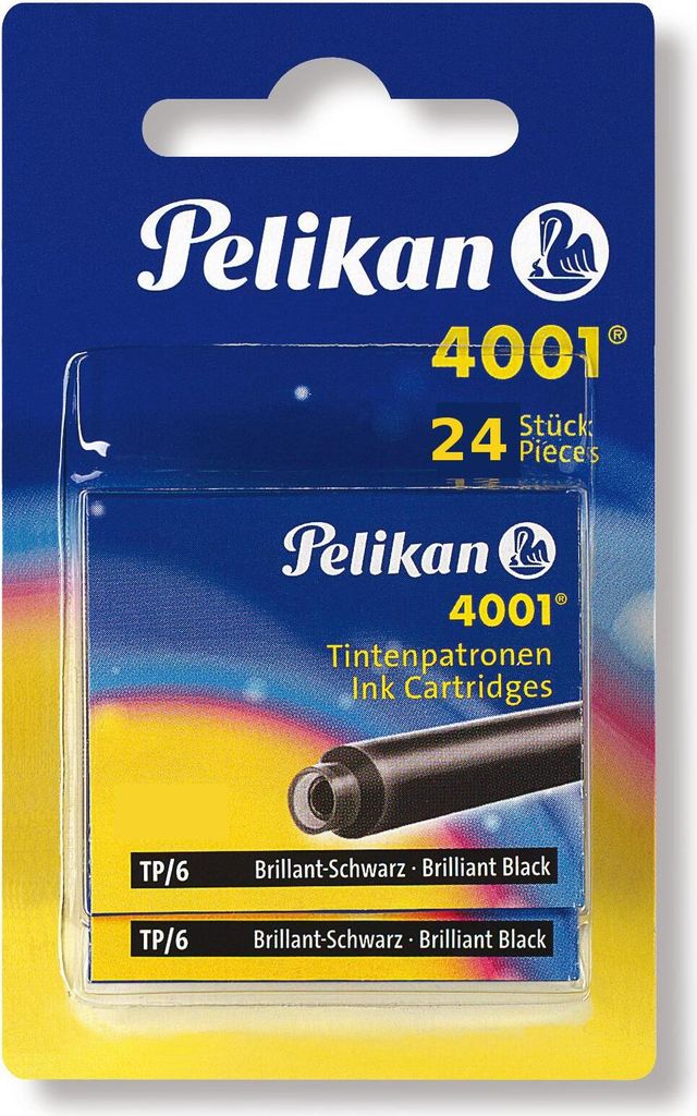 24 Pelikan Tintenpatronen 4001 / Füllerpatronen / Farbe: brilliant schwarz